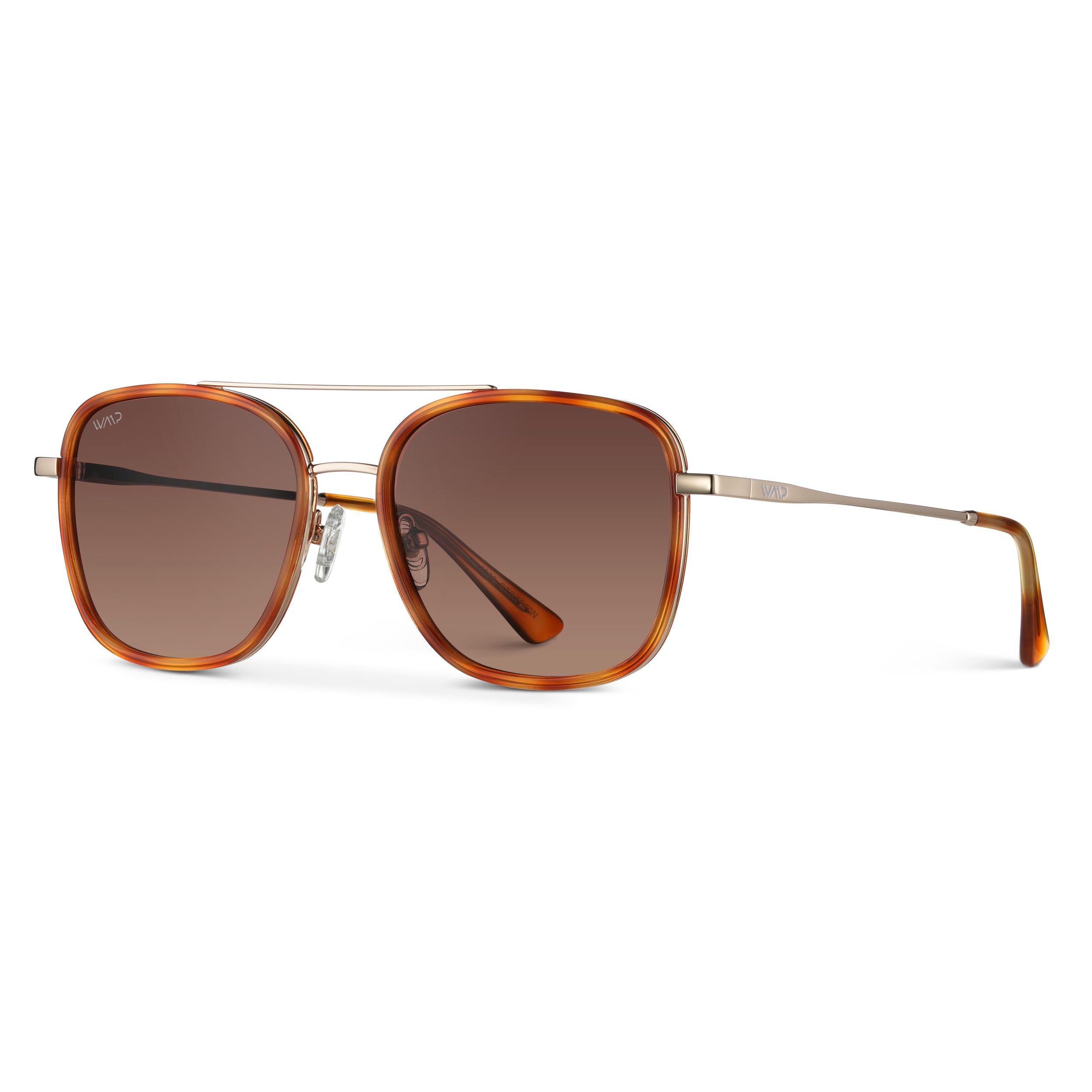 WearMe Pro Women’s Polarized Square Sunglasses: Modern Square Aviator with Double Bridge featuring Vintage and Modern Aesthetics (Sunset Tortoise Frame/Gradient Brown Lens)