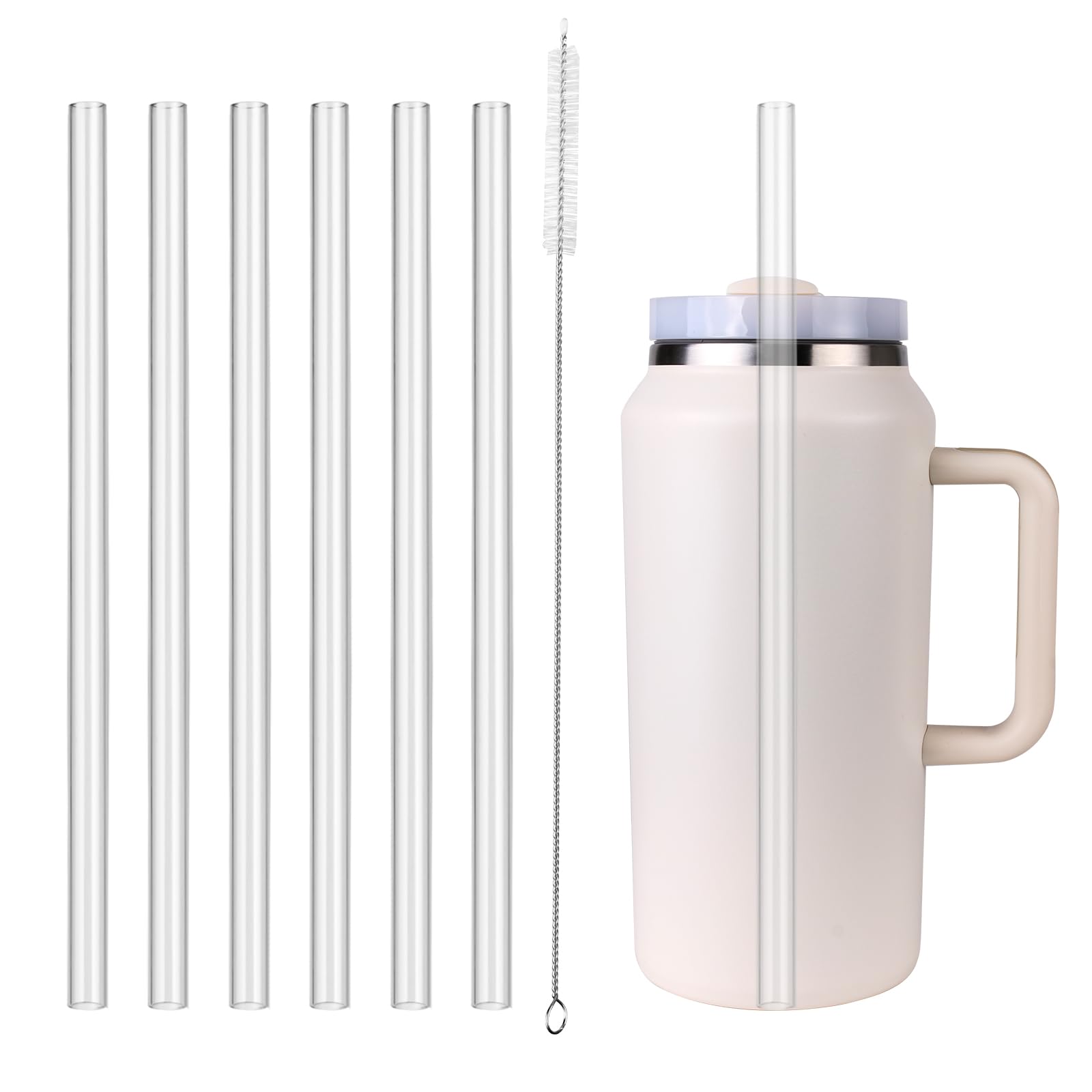 KEUYE 64oz Straw Compatible With Stanley, Extra Long Quencher 64 oz Straw,Cleaning Brush And Iceflow Flip Straw Tumbler 64 oz Compatible With Stanley Accessories,Resuable Ice Flow Flip Straw 64 oz