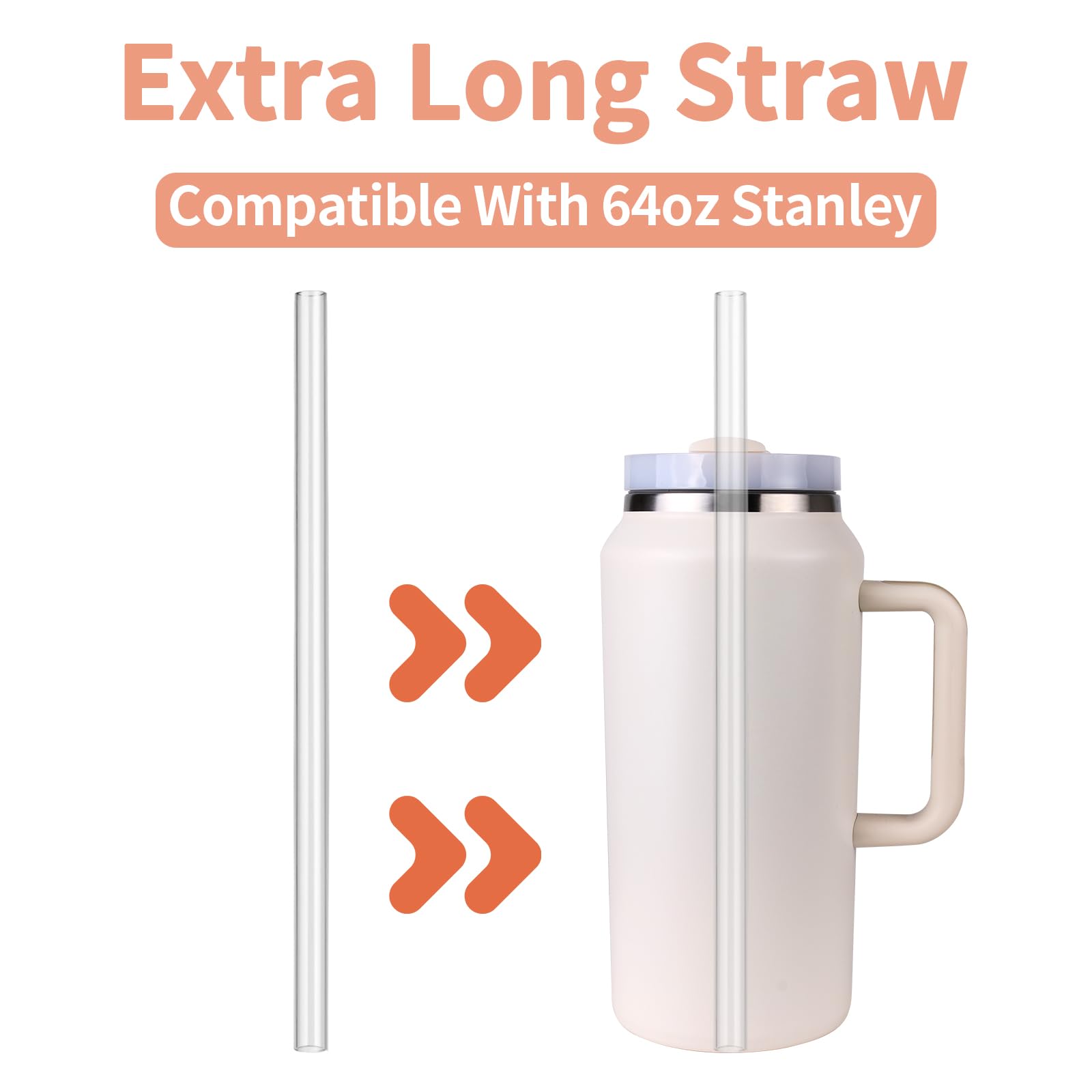 KEUYE 64oz Straw Compatible With Stanley, Extra Long Quencher 64 oz Straw,Cleaning Brush And Iceflow Flip Straw Tumbler 64 oz Compatible With Stanley Accessories,Resuable Ice Flow Flip Straw 64 oz