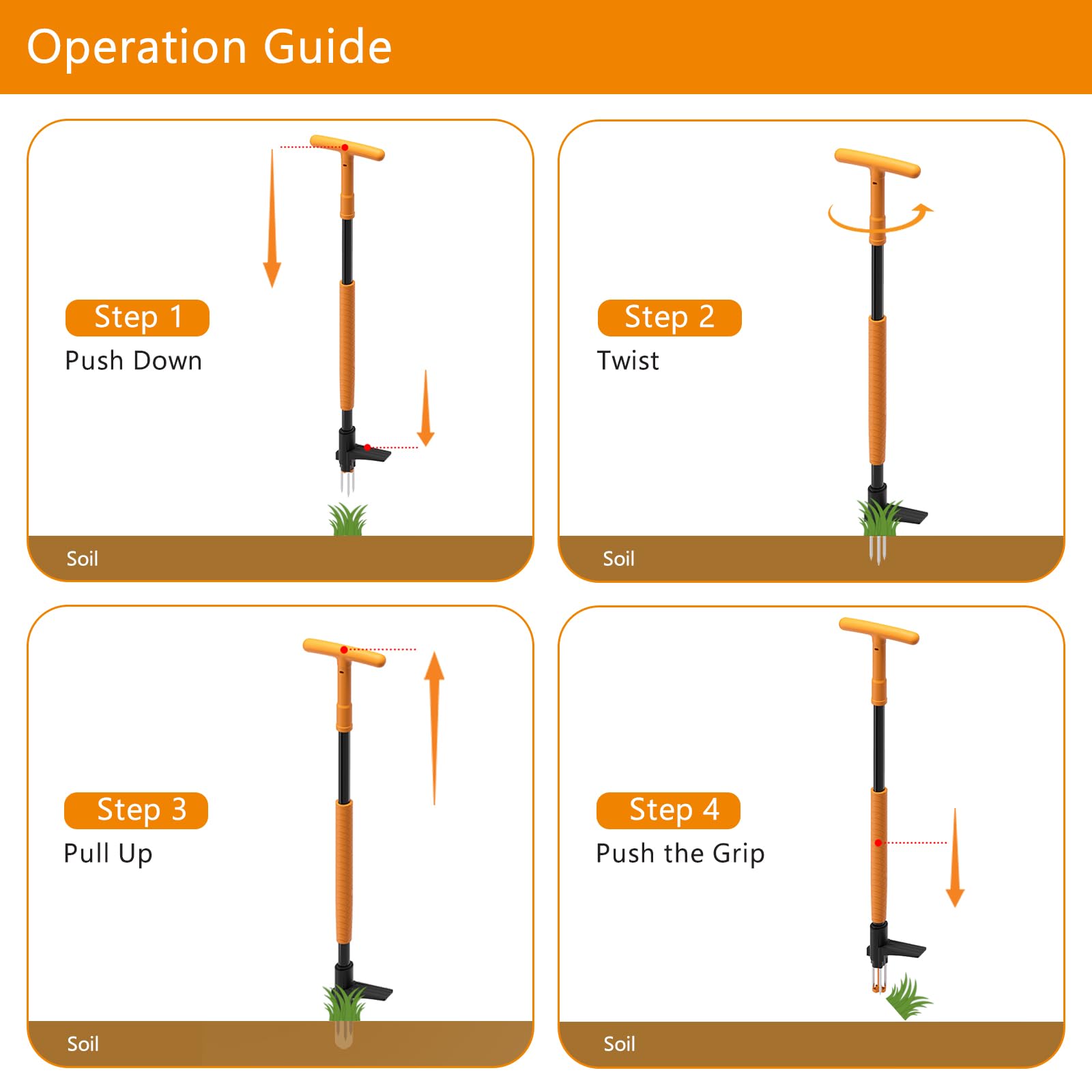 Weed Puller, Brewin Fully Stand Up WeeDeleter - Zero Bending and Back Saver, Effortless and Efficient Weed Remover, Durable and Lightweight Weeder, Easily Push-Twist-Pull