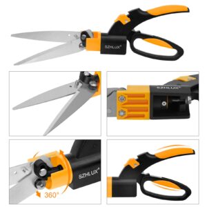 SZHLUX Grass Shears 360-Degree Swivel Blades (Orange)