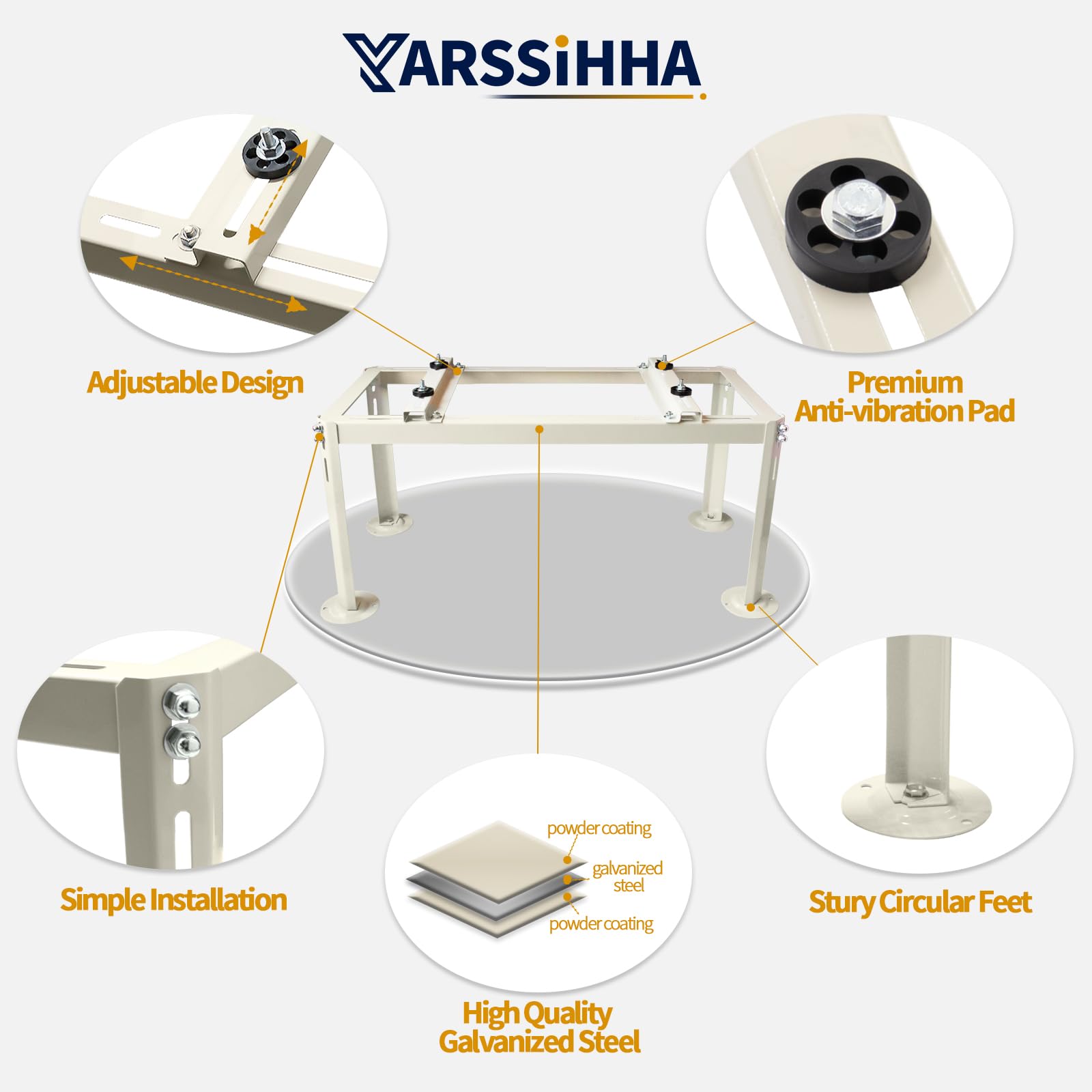 Yarssihha Mini Split Ground Stand for 9000-36000 BTU Ductless Air Conditioners Heat Pumps, Heavy Duty Adjustable Mini Split Stand Condenser Stand, Max Load: 440LBS