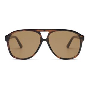 SOJOS Retro Large Aviator Sunglasses for Women Men Classic UV400 Oversized Aviators SJ2315, Wood Pattern/Brown