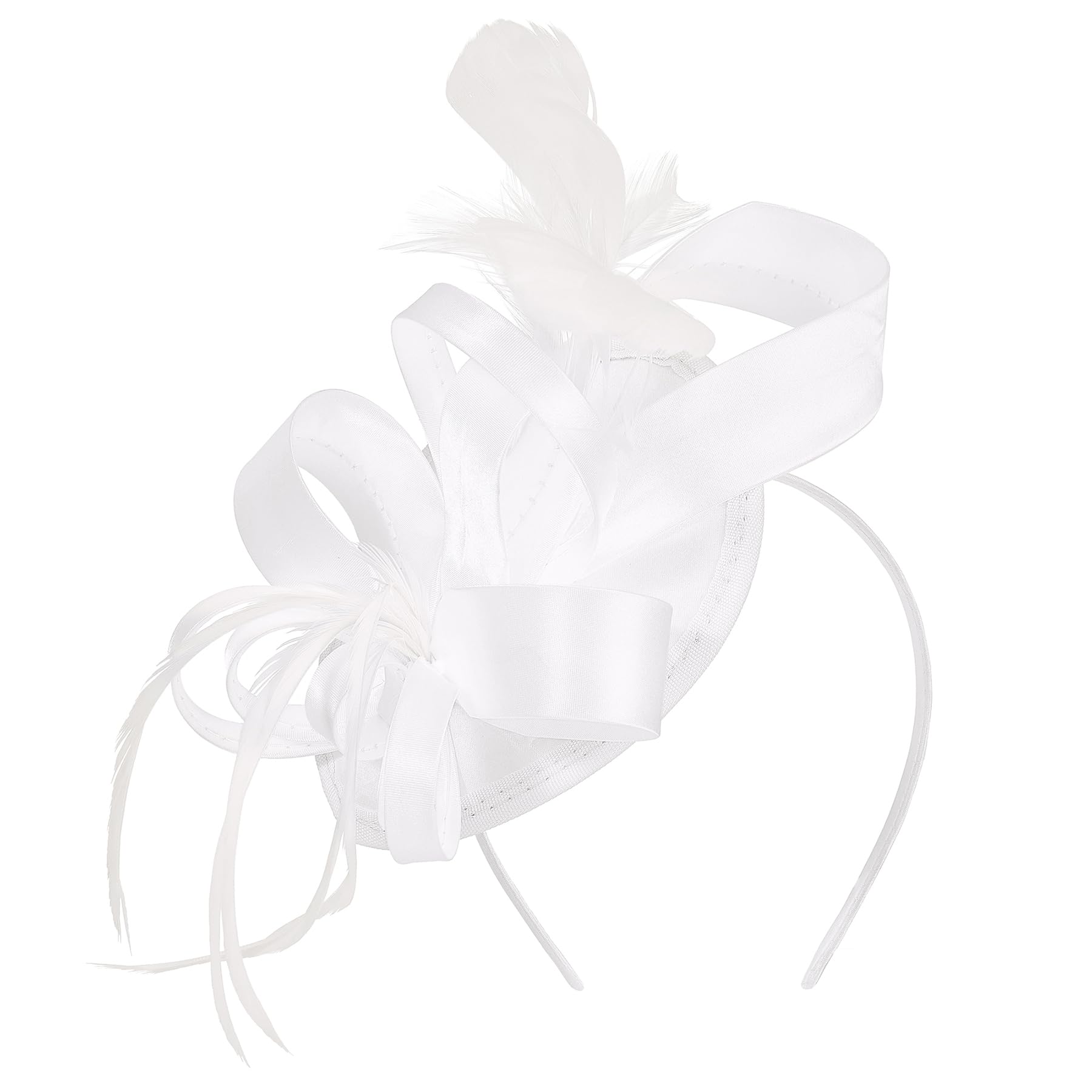 Zando Fascinators Hats for Women Tea Party Hat Ribbons Feathers Kentucky Derby Hats for Women 2024 Fascinator Headband Headpiece Cocktail 20s 50s Tea Hat Wedding Church Hair Clip White Fascinator