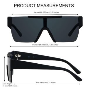 LYZOIT Square Sunglasses Women Men Flat Top Sunnies Shades UV Protection Black Sun Glasses