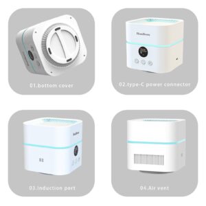 HomBreez Smart Wi-Fi Air Purifier and Humidifier Combo, Desk Air Purifier for Dorm, Home, Office, Air Purifiers & Humidifier & Aromatherapy Diffuser, Suitable for Bedroom,White(WG-03-S)