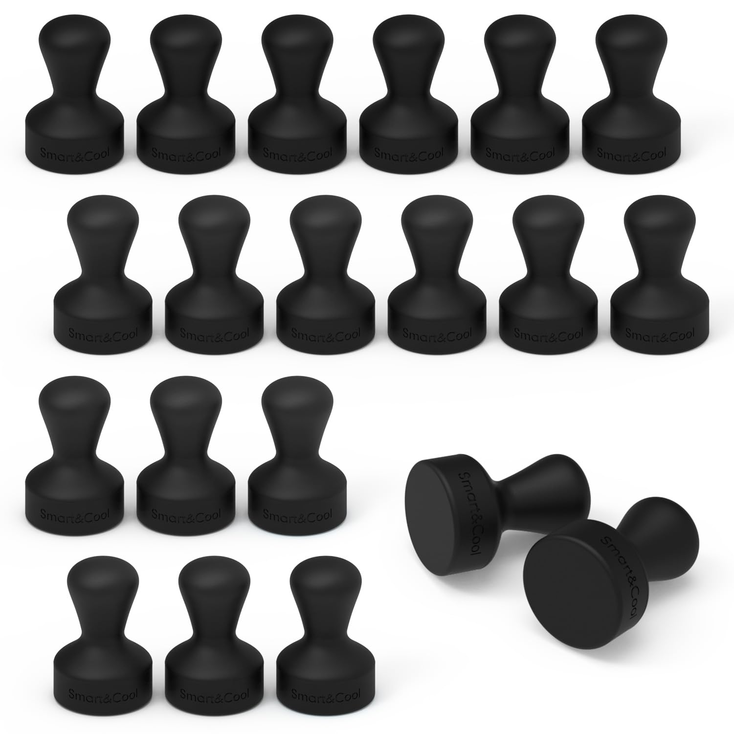 SMART&COOL Black 20 Pack Strong Silicone Push Pin Magnets, Anti Scratch Fridge Magnets, Small Push Pin Magnets, Magnets for Refrigerator, Whiteboard, Kitchen, School