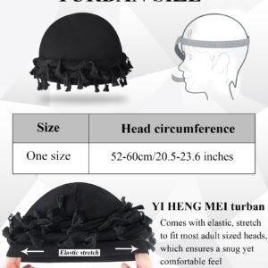 YI HENG MEI Satin Lined Halo Turban for Men Women Vintage Head Wraps Beanies Sleep Cap Black Turban Durag for Locs Dreadlocks Hair Loss, 1PCS