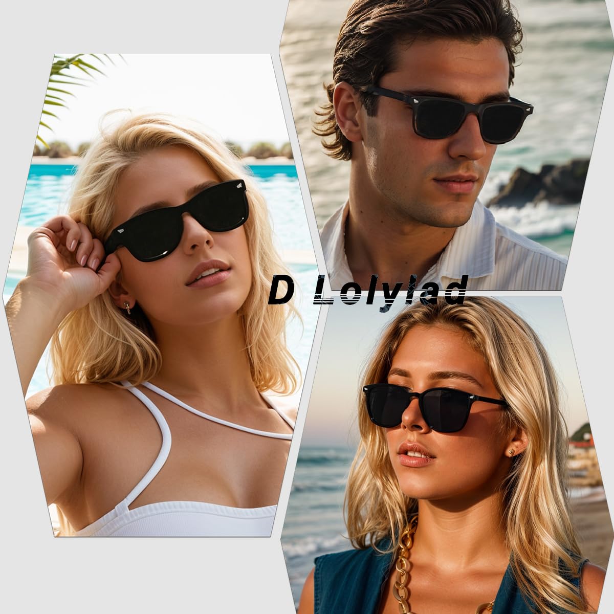 D Lolylad Polarized Sunglasses UV 400 Protection Black Retro Designer Style Fashion Sunglasses for Women and Men