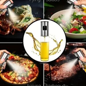 BURaaK Oil Sprayer for Cooking, 2 Pack Upgraded Olive Oil Spray Bottle Mister Refillable with Scale Air Fryer Accessories for Kitchen, Salad, Baking, BBQ, Frying., Transparent, BRKOS-1