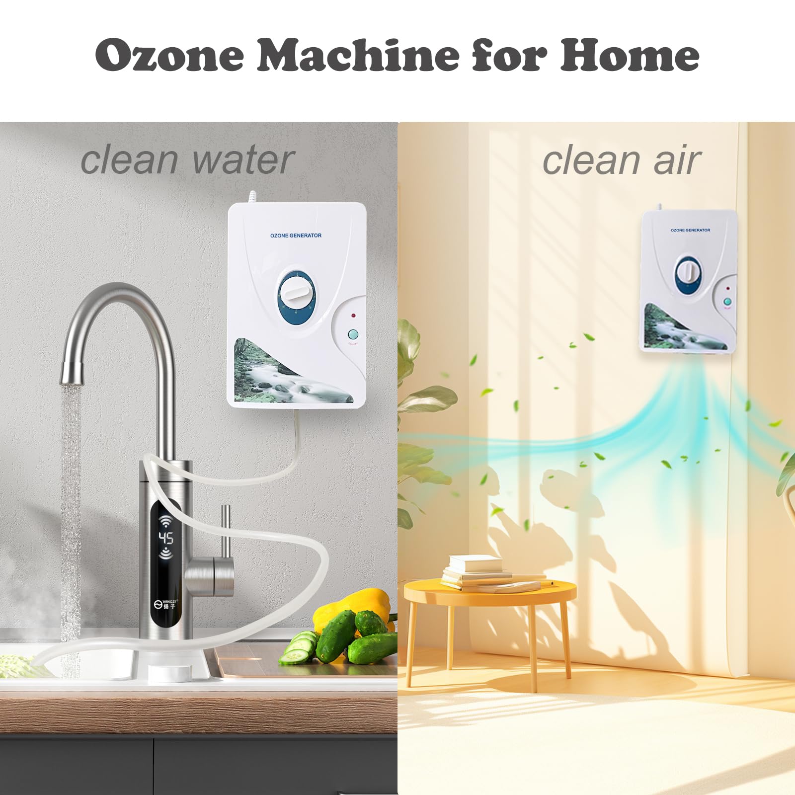 YOWOMTA Ozone Machine Generator for Water and Air,600mg/h Multipurpose Ozone Machine Odor Removal Cleaner for Home,Kitchen,Fruits,Vegetables