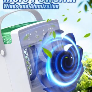 Portable Air Conditioners, 3 Wind Speeds & 7 LED Lights Evaporative Personal Air Cooler, 4 in 1 Portable AC with 300ml Large Water Tank, Mini Air Conditioner for Bedroom/Car/Home/Camping/Room