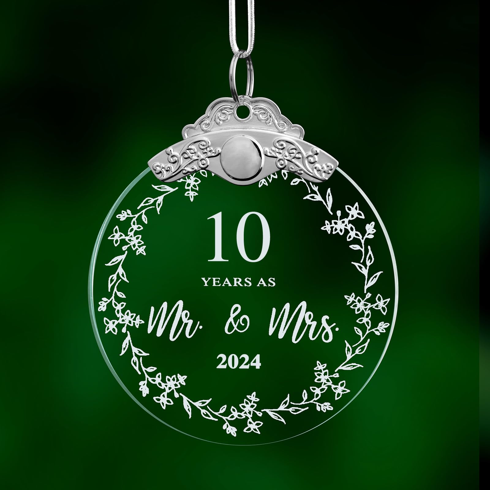 OWTTWO 10th Anniversary Wedding Gift 2024,10 Years Wedding Anniversary Ornament for Couple,Husband,Wife,Him,Her