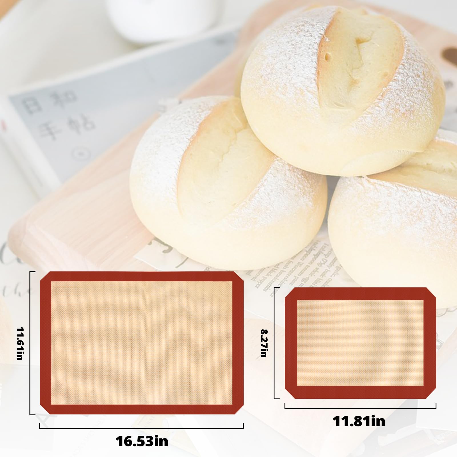 Silicone Baking Mats, 3 Pack Non-Stick Mats for Baking, Silicone Baking Mats Cookie Sheet, Easy Clean & Reusable Oven Baking Sheet for Making Cookies, Macaroons, Bread