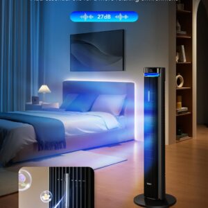 GoveeLife 42'' Tower Fan for Bedroom, Smart Floor Fans with 150° Adjustable Oscillating, APP & Voice Control, 5 Modes 12 Speeds up to 26ft/s, 24H Timer, 27dB Quiet Fan for Cooling Home Office Black