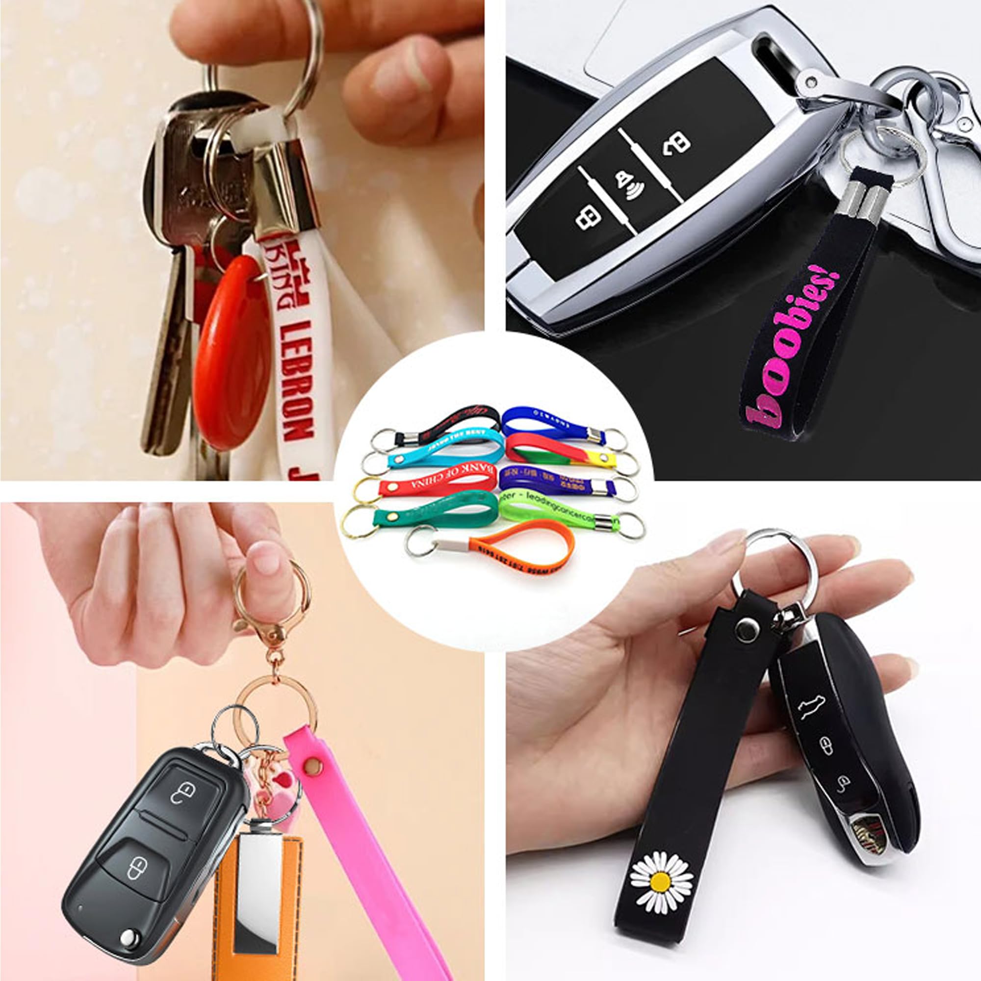 Harborway Custom 10/50/100PCS Silicone Keychain Personalized Customized Rubber Keyring With Message/Text/Logo Promotions Key Cellphone Backpack For Men Women Teens, 4 inch* 0.47 inch