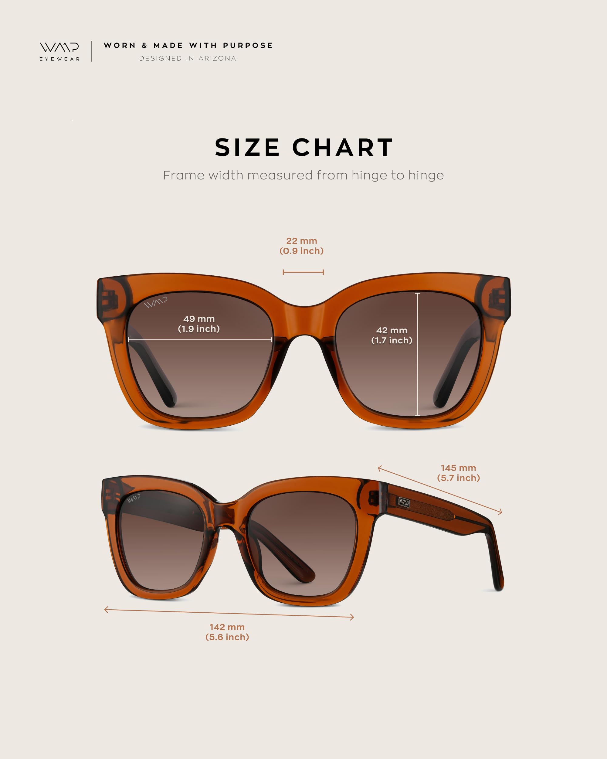 WearMe Pro Women's Polarized Large Square Sunglasses: Subtle Cat Eye Corners, Thick Frame & Modern Aesthetics (Crystal Chestnut Brown Frame/Brown Lens)