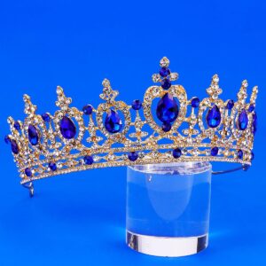 TOBATOBA Blue Crown Blue Tiaras for Women, Crystal Royal Queen Crown Rhinestone Princess Tiara, Blue Bridal Tiara Wedding Tiaras for Bride, Quinceanera Headpieces for Birthday Prom Pageant Cosplay