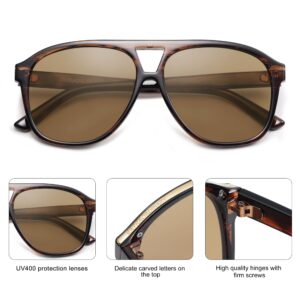 SOJOS Retro Large Aviator Sunglasses for Women Men Classic UV400 Oversized Aviators SJ2315, Wood Pattern/Brown