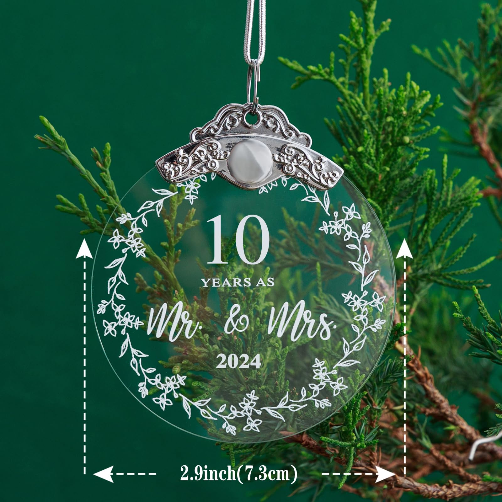 OWTTWO 10th Anniversary Wedding Gift 2024,10 Years Wedding Anniversary Ornament for Couple,Husband,Wife,Him,Her