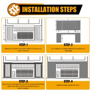 LBG Products Window Air Conditioner Side Panels,48" Extended Width Full Surround AC Foam Panel for Indoor Window AC Units,Summer and Winter Window Seal Cover,Black