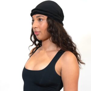 Veeta Superior Halo Turban Silk Satin Lined Head Wrap, Pre-Tied Turban for Men & Women, Turban Durag Wave Cap (Black)