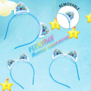 Santoddle Glitter Cat Ears Headbands - 7Pcs Sparkly Colorful Sequin Head Bands for Kids, Cosplay, and Party Wear