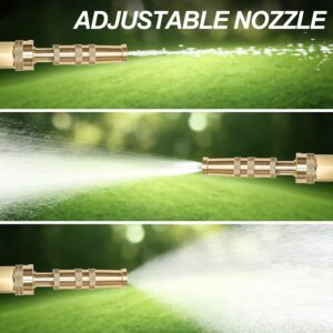 Metal Garden Hose 100FT, Stainless Steel Heavy Duty Water Hose with Brass Nozzle, Sturdy and Lightweight, No Kink & Tangle, Easy to Use & Store, Suitable for Yard and Lawn