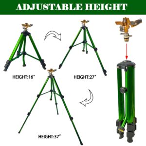 LIULO TOOL Impact Sprinkler on Tripod Base, Tripod Sprinklers with Brass Head, 360 Degree Large Area Irrigation with Extension Legs Flip Locks, Heavy Duty 3/4" Connector for Lawn Yard Garden