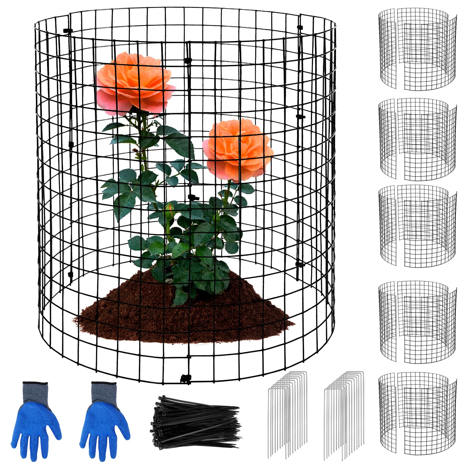 MWELLEWM 15Pcs Plant Protectors from Animals Metal Plant Cages for Outdoor Plants Plant Cage & Supports Keep Animal Out Garden Wire Mesh Protection from Rabbit Chicken Squirrel Tree Flower