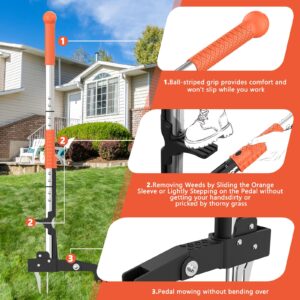 POOSIDE Weed Puller Tool, Gardening Stand-Up Weeder Puller with Ergonomic 39.3" Long Handle and 4 High-Strength Stainless Steel Claws, Easily Remove Weeds Without Bending, Pulling, or Kneeling.