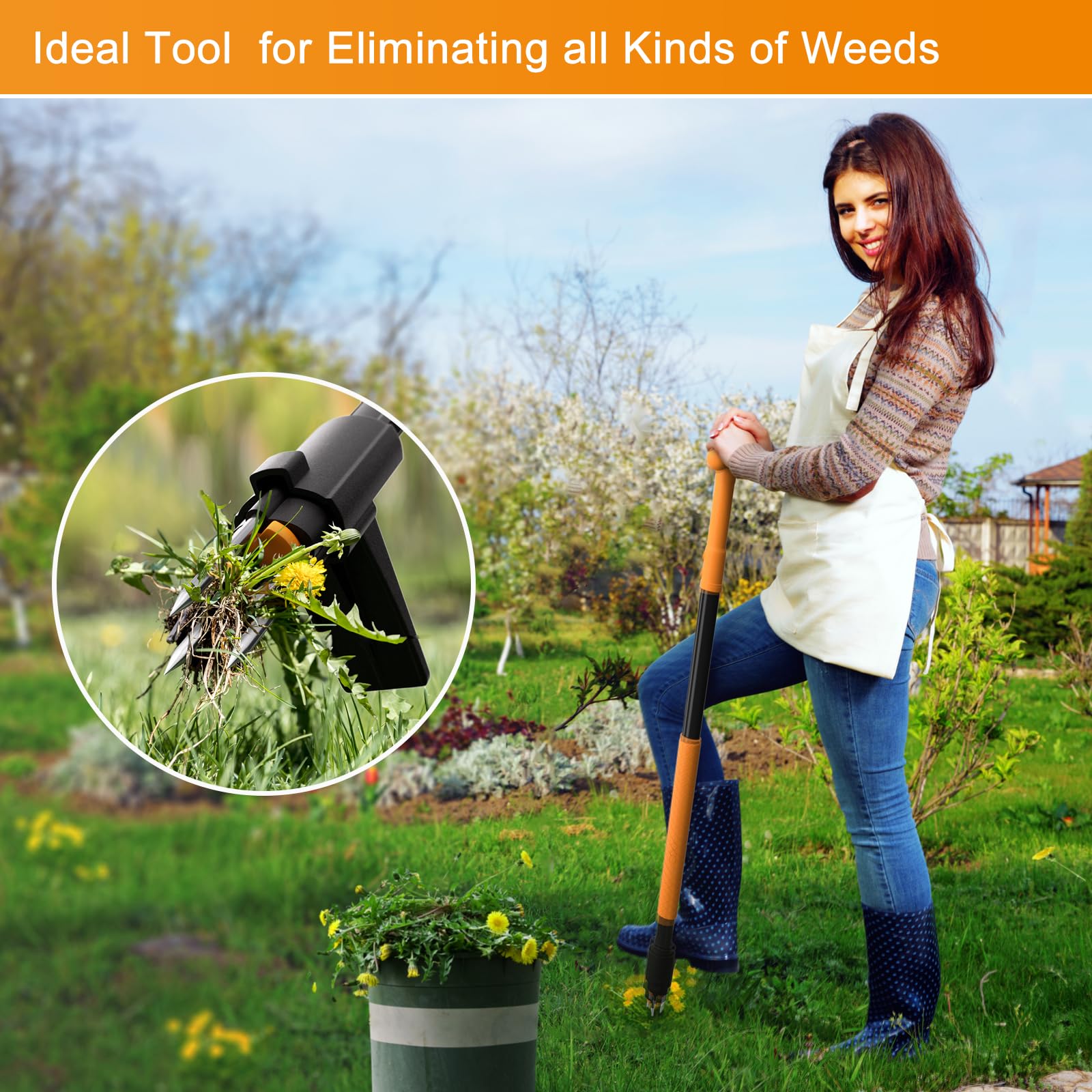 Weed Puller, Brewin Fully Stand Up WeeDeleter - Zero Bending and Back Saver, Effortless and Efficient Weed Remover, Durable and Lightweight Weeder, Easily Push-Twist-Pull