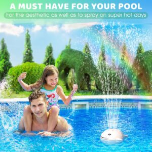 UniWater Floating Pool Fountain with Lights,2024 Upgraded Rechargeable Pool Water Fountain with Remote,Whale Swimming Pool Fountain,Floating Fountain Pump for Inground Above Ground Pool-1PC