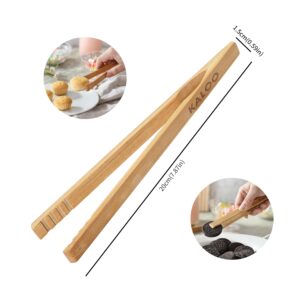 2PCS Reusable Toaster Tongs, Kaloo 8 inch Wooden Cooking Tong, Multipurpose Bamboo Tongs for Fruits, Bread, Pickles, cheese, Bacon, and Muffins