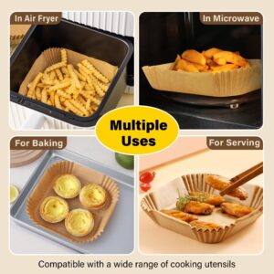 Air Fryer Liners Disposable, 125pcs Non-stick Disposable Airfryer Liners, 8 Inch Unbleached Parchment Paper, Square Air Fryer Paper Liners for 5-8QT Air Fryer, Baking, Roasting Microwave