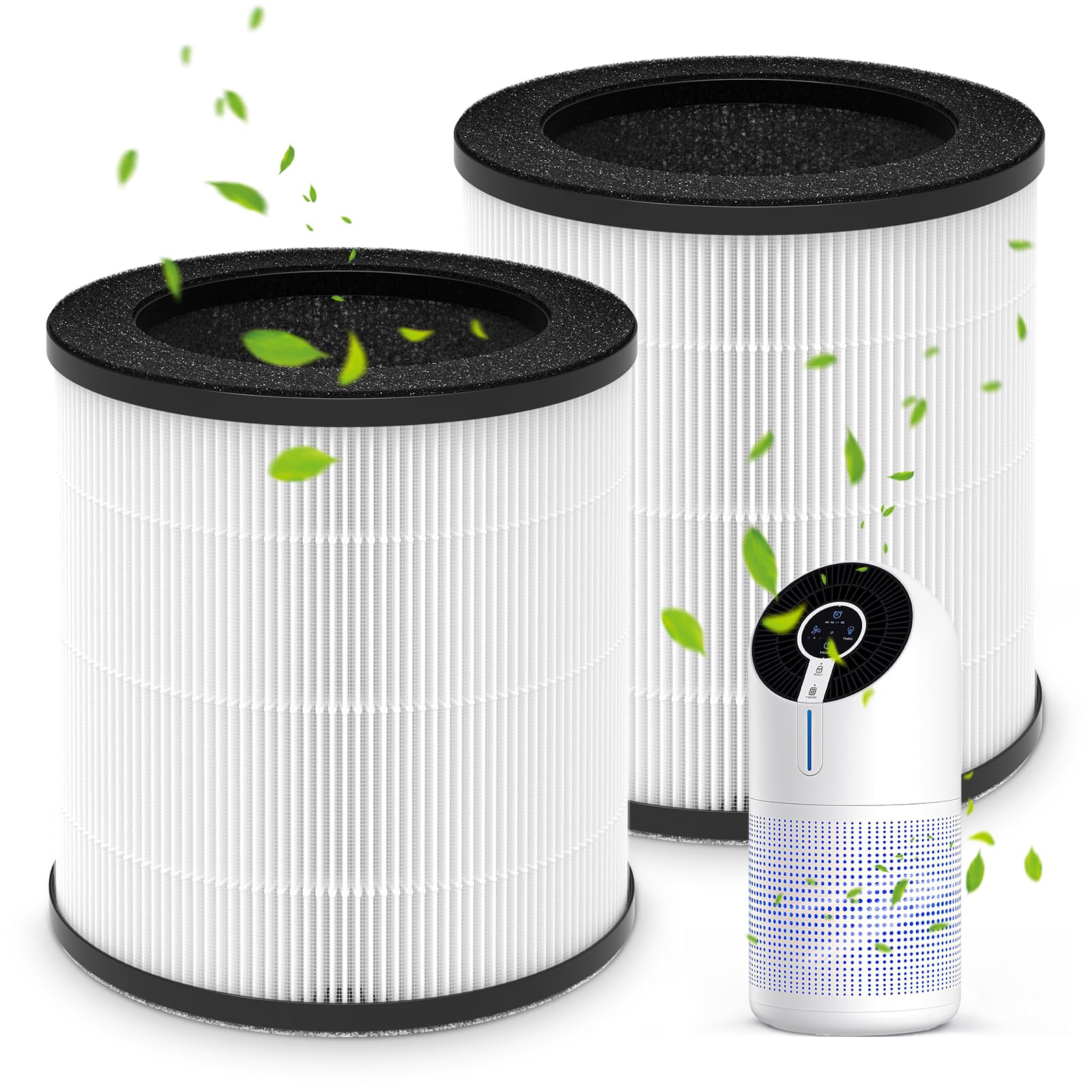 M02 Replacement Filter Compatible with MOOKA M02 Air Purifier, H13 True HEPA Filter, 3-in-1 Pre-Filter, HEPA Filter, High-Efficiency Activated Carbon Filter Filtration System, 2 Pack