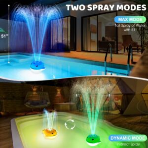 UniWater Floating Pool Fountain with Lights,2024 Upgraded Rechargeable Pool Water Fountain with Remote,Whale Swimming Pool Fountain,Floating Fountain Pump for Inground Above Ground Pool-1PC