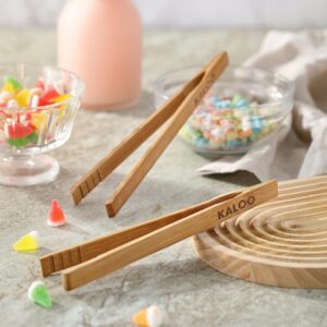 2PCS Reusable Toaster Tongs, Kaloo 8 inch Wooden Cooking Tong, Multipurpose Bamboo Tongs for Fruits, Bread, Pickles, cheese, Bacon, and Muffins