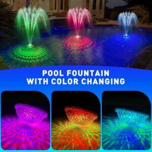 Uniwater Solar Pool Fountain with Light Show, 2024 Upgraded Large Solar Pool Water Fountain, 2 Spray Modes Floating Pool Fountain for Above Ground Pool,Solar Floating Fountain Pump for Pool Pond-1pk