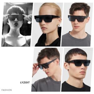 LYZOIT Square Sunglasses Women Men Flat Top Sunnies Shades UV Protection Black Sun Glasses