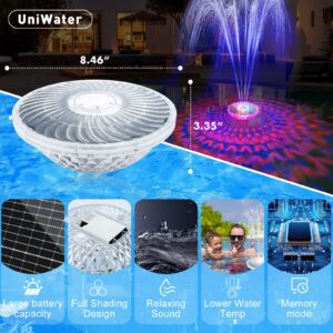 Uniwater Solar Pool Fountain with Light Show, 2024 Upgraded Large Solar Pool Water Fountain, 2 Spray Modes Floating Pool Fountain for Above Ground Pool,Solar Floating Fountain Pump for Pool Pond-1pk