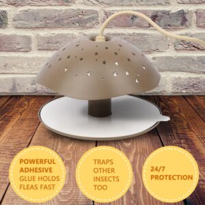 Flea Trap, 2 Packs of Sticky Flea Traps for Inside Your Home, with 12 Sticky Discs & 4 LED Bulbs & 2 Electric Wires, Indoor Bed Bug Trap Pest Control, Friendly to Pets & Children