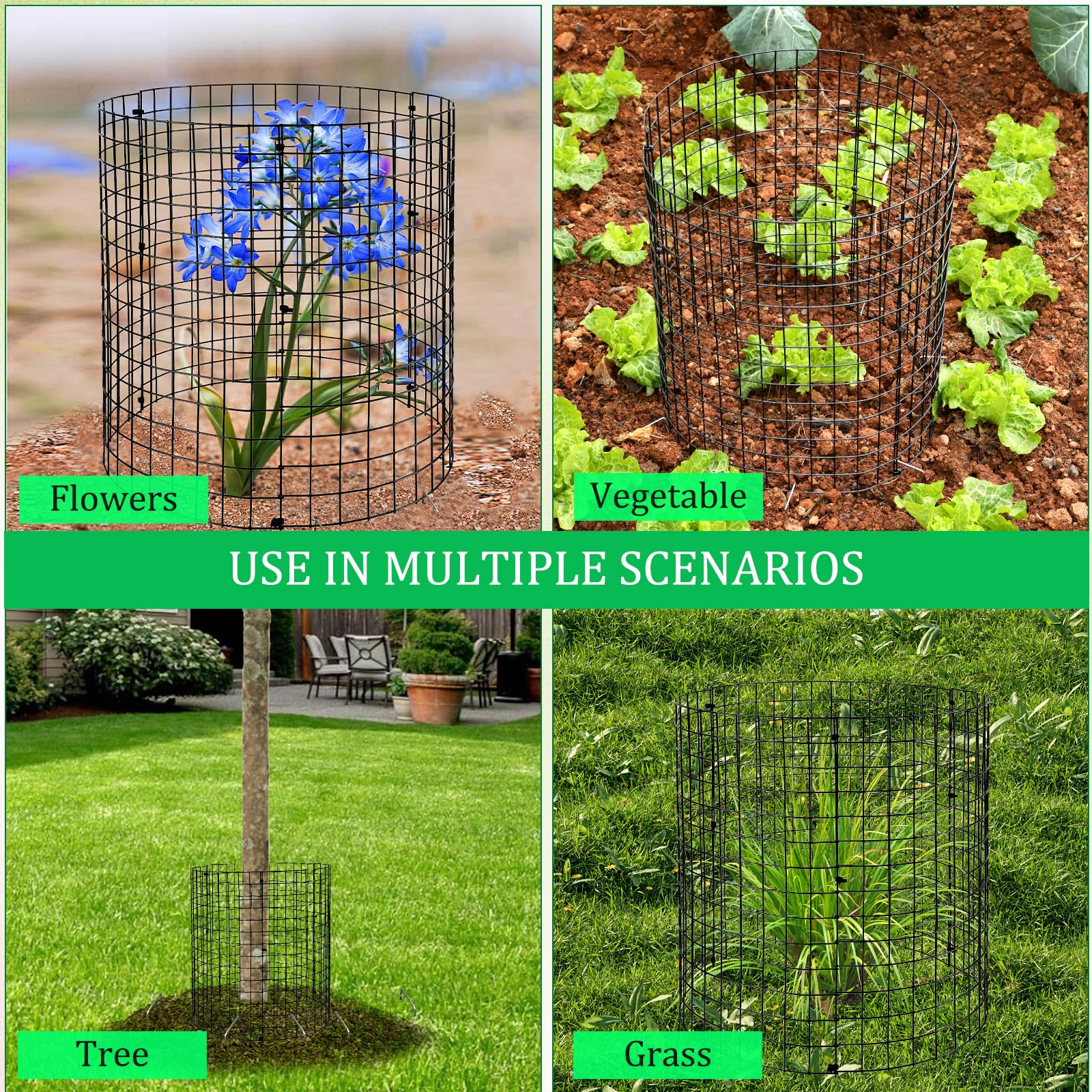 MWELLEWM 15Pcs Plant Protectors from Animals Metal Plant Cages for Outdoor Plants Plant Cage & Supports Keep Animal Out Garden Wire Mesh Protection from Rabbit Chicken Squirrel Tree Flower