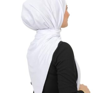 Prien Hijab for Women Viscose Scarf Lightweight Muslim Hijabs Long Shawl Islamic Scarves Turkey Silk Headscarf for Womens (White)