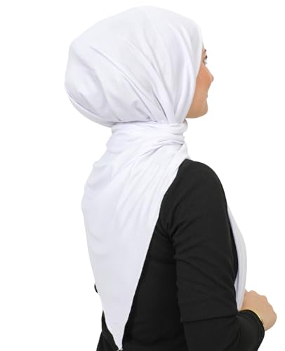 Prien Hijab for Women Viscose Scarf Lightweight Muslim Hijabs Long Shawl Islamic Scarves Turkey Silk Headscarf for Womens (White)