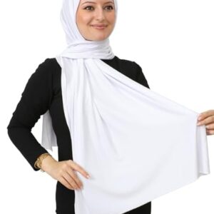 Prien Hijab for Women Viscose Scarf Lightweight Muslim Hijabs Long Shawl Islamic Scarves Turkey Silk Headscarf for Womens (White)