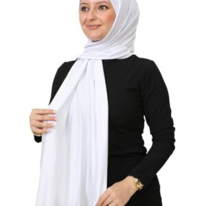 Prien Hijab for Women Viscose Scarf Lightweight Muslim Hijabs Long Shawl Islamic Scarves Turkey Silk Headscarf for Womens (White)