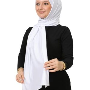 Prien Hijab for Women Viscose Scarf Lightweight Muslim Hijabs Long Shawl Islamic Scarves Turkey Silk Headscarf for Womens (White)