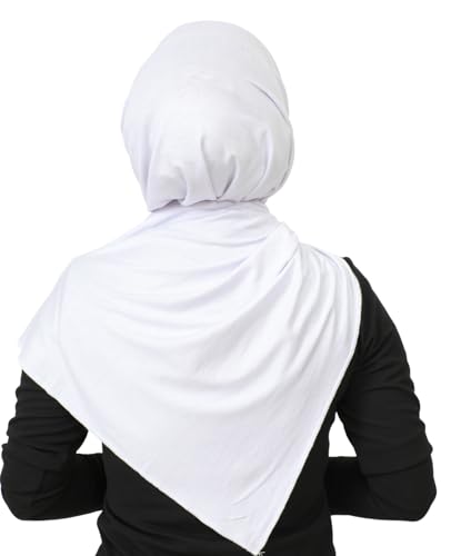 Prien Hijab for Women Viscose Scarf Lightweight Muslim Hijabs Long Shawl Islamic Scarves Turkey Silk Headscarf for Womens (White)