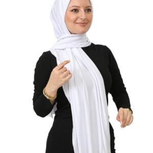 Prien Hijab for Women Viscose Scarf Lightweight Muslim Hijabs Long Shawl Islamic Scarves Turkey Silk Headscarf for Womens (White)